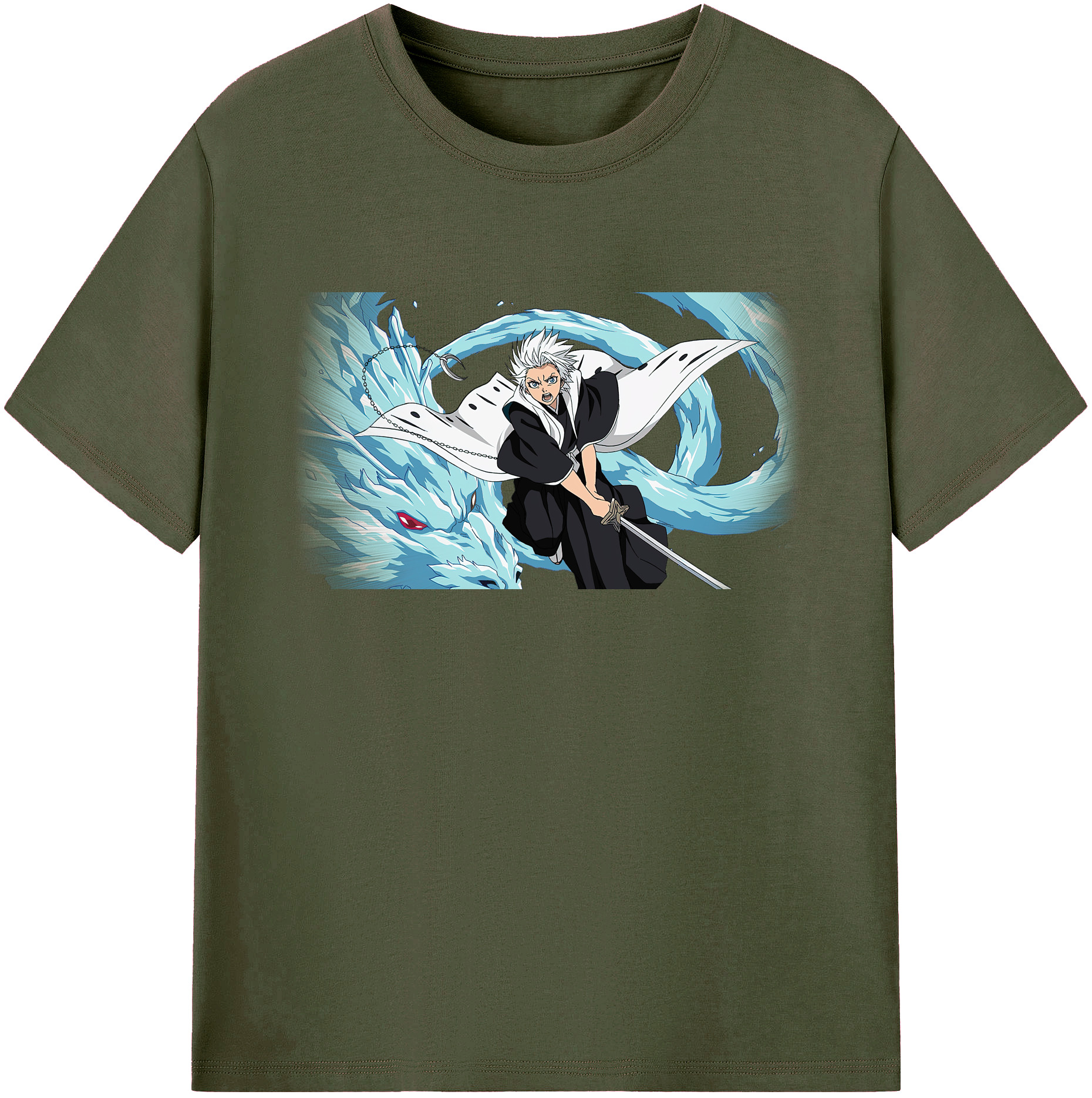 （画像用） ブリーチ 日番谷冬獅郎（ひつがや とうしろう） BLEACH Hitsugaya Toushirou 綿100％ メンズ半袖Tシャツ｜肌触りやわらか＆通気性